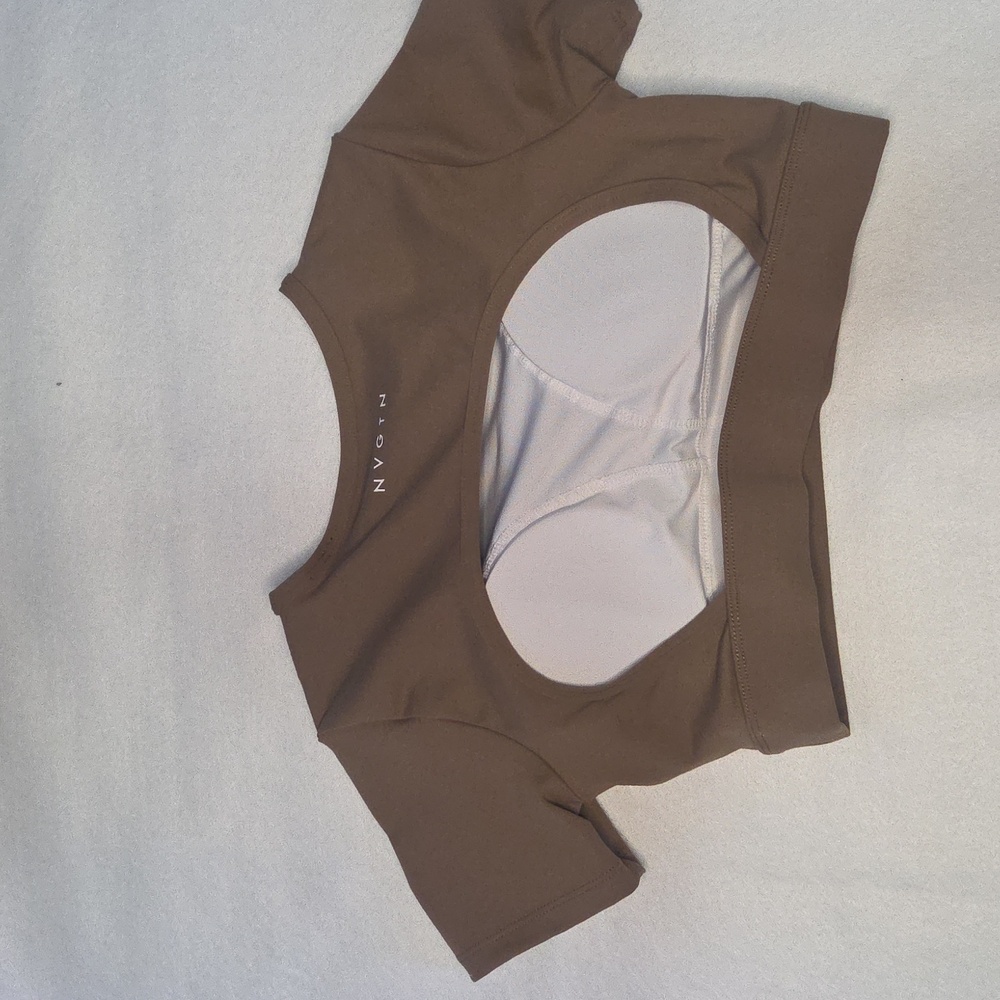 NVGTN Crop Top Mocha Brown Size XS - Picture 3 of 5